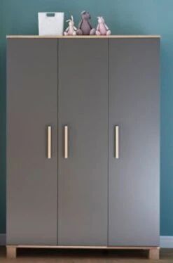 Arthur Berndt Kleiderschrank Cloe, 3-türig, Lava Matt Mit Absetzungen In Eiche Sägerau Nb