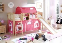 TICAA Hochbett Mit Rutsche Rutschbett "Ekki" Country Kiefer Natur Classic