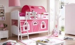 TICAA Etagenbett "Erni" Country Kiefer Weiß Classic