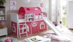 TICAA Hochbett Mit Rutsche Rutschbett "Ekki" Country Kiefer Weiß Classic