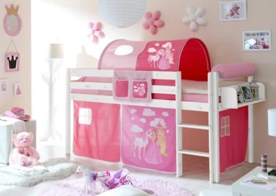 TICAA Hochbett "Malte" Kiefer Weiß Motiv 4 TICAA Hochbett "Malte" Kiefer Weiß Motiv – Bild 2