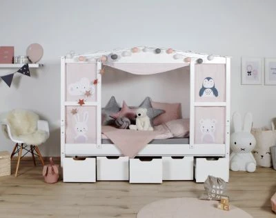 TICAA Hausbett Mit Bettkasten "Amelie" Kiefer Weiß 4 TICAA Hausbett Mit Bettkasten "Amelie" Kiefer Weiß – Bild 2