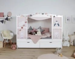 TICAA Hausbett Mit Bettkasten "Amelie" Kiefer Weiß