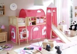 TICAA Hochbett Mit Rutsche Rutschbett M. Turm "Ekki" Country Natur Classic