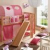 TICAA Hochbett Mit Rutsche Podestbett "Tino" Buche Natur Classic Teilbar Mit Farbauswahl
