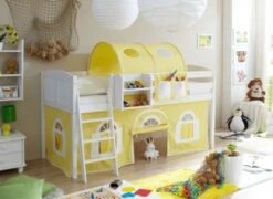 TICAA Hochbett "Eric" Country Kiefer Weiß Classic