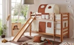 TICAA Etagenbett Mit Rutsche "Lupo" Buche Natur