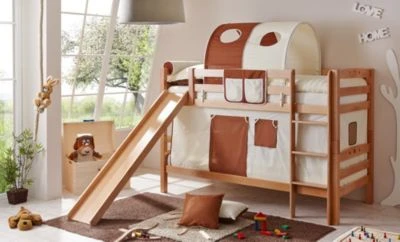 TICAA Etagenbett Mit Rutsche "Lupo" Buche Natur 3 TICAA Etagenbett Mit Rutsche "Lupo" Buche Natur