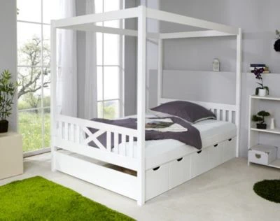 TICAA Himmelbett Lino Kiefer Weiß 140x200 3 TICAA Himmelbett Lino Kiefer Weiß 140x200