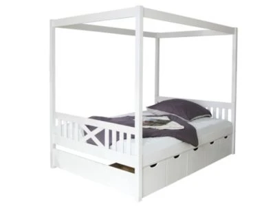 TICAA Himmelbett Lino Kiefer Weiß 140x200 4 TICAA Himmelbett Lino Kiefer Weiß 140x200 – Bild 2