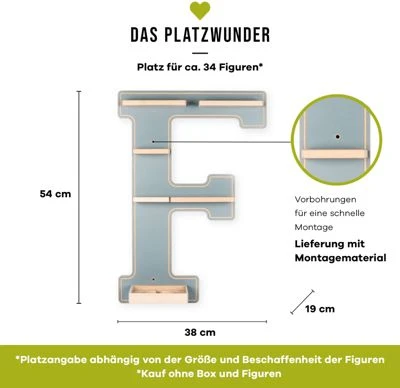 BOARTI Wandregal Für Die Hörspielbox Buchstabe F, Grau 4 BOARTI Wandregal Für Die Hörspielbox Buchstabe F, Grau – Bild 2
