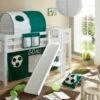 TICAA Hochbett Mit Rutsche Podestbett "Tino" Buche Weiß Motiv, Teilbar Mit Farbauswahl -Mytoys Home Store 13622897 01