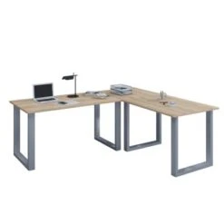VCM Eckschreibtisch Schreibtisch Büromöbel Computertisch Winkeltisch Tisch Büro "Lona", 130 X 160 X 50 Cm