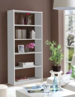 TICAA Standregal Bücherregal Kiefer Weiß, Verschied. Größen