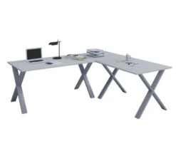 VCM Eckschreibtisch Schreibtisch Computer Winkeltisch Lona T. 80 Cm X Silber
