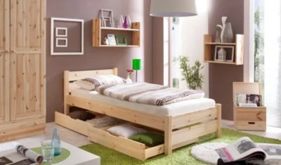 TICAA Massivholz Einzelbett "Bora" Kiefer Natur 3 TICAA Massivholz Einzelbett "Bora" Kiefer Natur