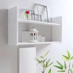 TICAA Wandregal Hängeregal Kiefer Weiß B90 X H45 X T20 Cm