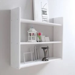 TICAA Wandregal Hängeregal Kiefer Weiß B90 X H74 X T20 Cm