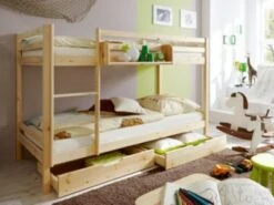 TICAA Etagenbett Stockbett Rene Kiefer Massiv Natur