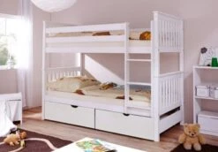 TICAA Etagenbett Sammy Kiefer Weiß