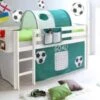 TICAA Hochbett "Malte" Kiefer Weiß GOAL Inkl. Vorhang -Mytoys Home Store 16230232 01
