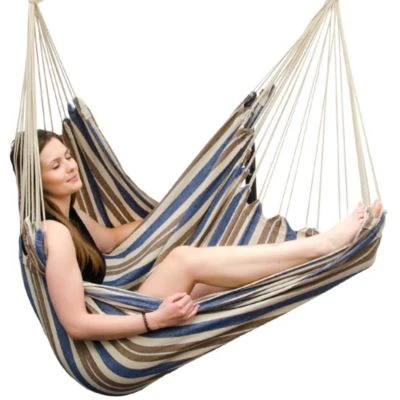 AMANKA XXL Hängestuhl HMG-40 Breite Blau-braune Streifen 4 AMANKA XXL Hängestuhl HMG-40 Breite Blau-braune Streifen – Bild 2