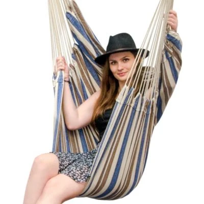 AMANKA XXL Hängestuhl HMG-40 Breite Blau-braune Streifen 5 AMANKA XXL Hängestuhl HMG-40 Breite Blau-braune Streifen – Bild 3