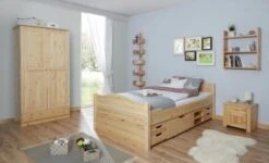 TICAA Einzelbett "Leni" 120x200 Kiefer Natur Leni (mit 4er Funktionsschubkästen) -Mytoys Home Store 16929340 03
