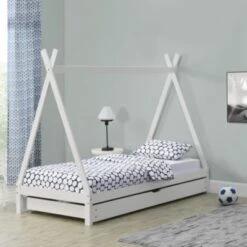 En.casa Kinderbett Mit Ausziehbett 90x200cm Tipi Indianer Bett Kojenbett In Verschiedenen Farben -Mytoys Home Store 17578389 02