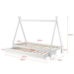 En.casa Kinderbett Mit Ausziehbett 90x200cm Tipi Indianer Bett Kojenbett In Verschiedenen Farben -Mytoys Home Store 17578389 05