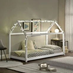 En.casa Kinderbett Hausbett 90x200cm Holzbett Jugendbett Aus Kiefernholz In Verschiedenen Farben -Mytoys Home Store 17578455 03