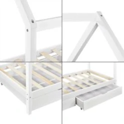 En.casa Kinderbett Mit Bettkasten Hausbett 90x200cm Kiefernholz Weiß -Mytoys Home Store 17578815 06