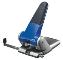 LEITZ Registraturlocher Extrastark Blau, Lochabstand: 80 Mm, Stanzleistung: 65 Blatt (80 G/m²)