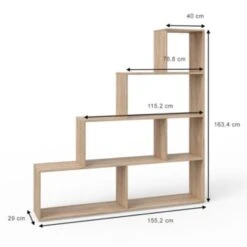 Vicco Treppenregal ASYM Raumteiler Sonoma Bücherregal Standregal Aktenregal Hochregal Aufbewahrung Regal -Mytoys Home Store 19334813 04