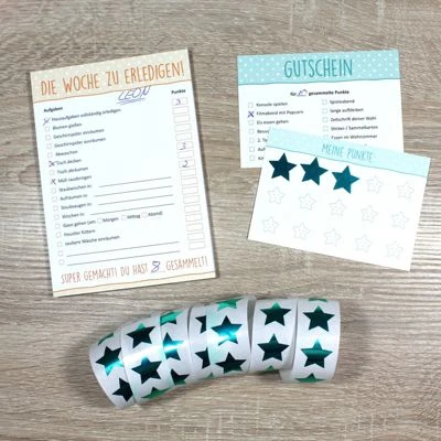 Nikima Papeterie Belohnungssystem Für Kinder - 1 Block Aufgabenliste, 25 Gutscheine, 100 Belohnungssticker, 1 Booklet Schreibtisch-Organizer 7 Nikima Papeterie Belohnungssystem Für Kinder - 1 Block Aufgabenliste, 25 Gutscheine, 100 Belohnungssticker, 1 Booklet Schreibtisch-Organizer – Bild 5