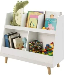 SoBuy® Kinderregal Mit 5 Fächern Bücherregal Aufbewahrungsregal Für Kinder Standregal Mit Massivholzbeine