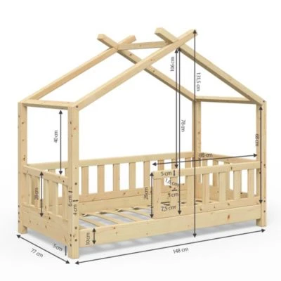 VitaliSpa Kinderbett Design 70x140 Naturholz 5 VitaliSpa Kinderbett Design 70x140 Naturholz – Bild 3