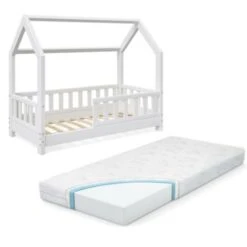 VitaliSpa Kinderhaus Wiki 70x140 Cm Mit Zaun Und Matratze Nweiß