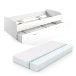 VitaliSpa Bett Enzo Mit Gästeliege 90x200cm Weiß Mit Matratze