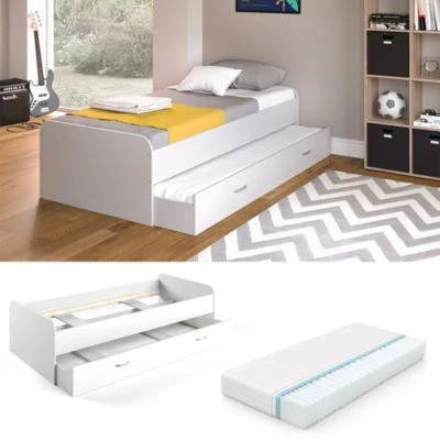 VitaliSpa Bett Enzo Mit Gästeliege 90x200cm Weiß Mit Matratze 4 VitaliSpa Bett Enzo Mit Gästeliege 90x200cm Weiß Mit Matratze – Bild 2