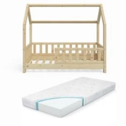 VitaliSpa Kinderhaus Wiki 70x140 Cm Mit Zaun Und Matratze Natur