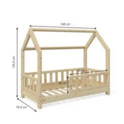 VitaliSpa Kinderhaus Wiki 70x140 Cm Mit Zaun Und Matratze Natur -Mytoys Home Store 20850840 03