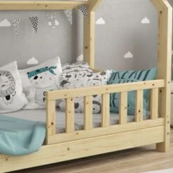 VitaliSpa Kinderhaus Wiki 70x140 Cm Mit Zaun Und Matratze Natur -Mytoys Home Store 20850840 04