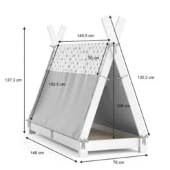VitaliSpa Kinderbett Hausbett Tipi + Überwurf 70x140cm Indianerzelt Indianerbett -Mytoys Home Store 20850844 03