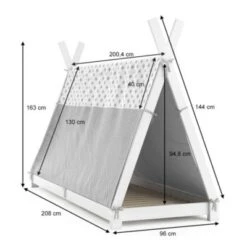 VitaliSpa Kinderbett Hausbett Tipi + Überwurf 90x200cm Indianerzelt Indianerbett -Mytoys Home Store 20850858 03