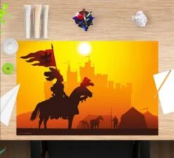 Coveryourdesk Schreibtischunterlage Schreibtischunterlage Schreibunterlage Aus Premium Vinyl - Ritter Im Sonnenuntergang - 60 X 40 Cm