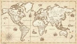 Coveryourdesk Schreibtischunterlage Schreibtischunterlage Schreibunterlage Aus Premium Vinyl - Für Kinder Und Erwachsene - Weltkarte Retro - 70 X 40 Cm