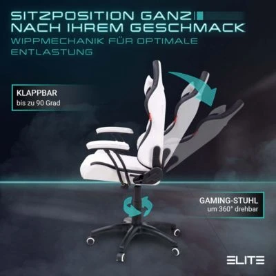ELITE Gaming Stuhl PULSE - Ergonomischer Kinder Luxus Gaming Stuhl - 4D Armlehnen - Bürostuhl Bis 120 Kg 5 ELITE Gaming Stuhl PULSE - Ergonomischer Kinder Luxus Gaming Stuhl - 4D Armlehnen - Bürostuhl Bis 120 Kg – Bild 3