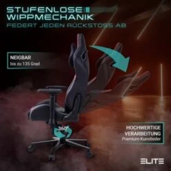 ELITE Gaming Stuhl MERCENARY - Ergonomischer Luxus Gaming Stuhl - 4D Armlehnen - Bürostuhl Bis 150 Kg -Mytoys Home Store 21581865 03