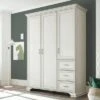 LOMADO® Kleiderschrank 3-türig Babyzimmer VALENCIA-78 In Used White Mit Patina, B/H/T: Ca. 160/212/62 Cm